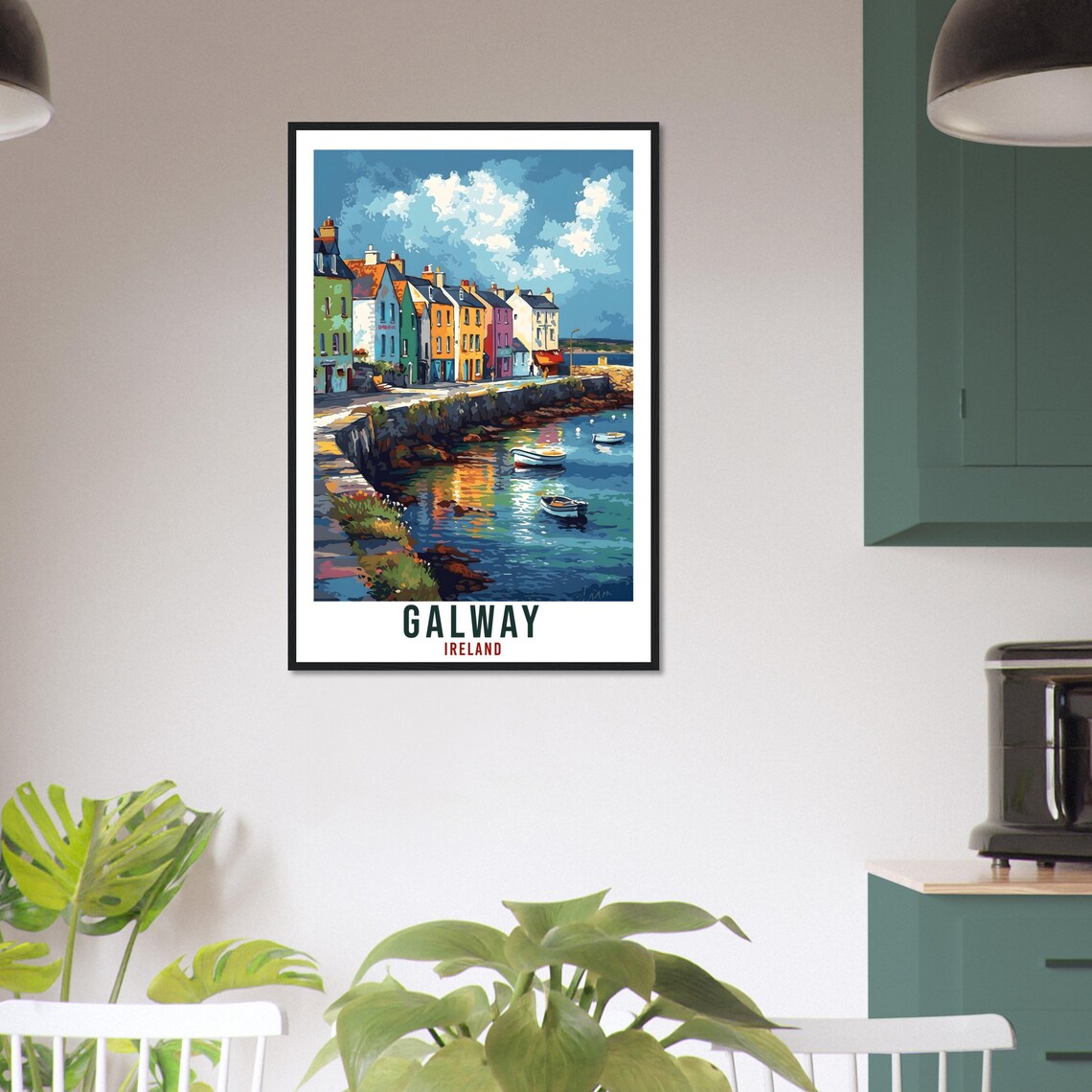 Galway Ireland Travel Poster Colorful Harbor Boats Coastal Artwork - Image 3
