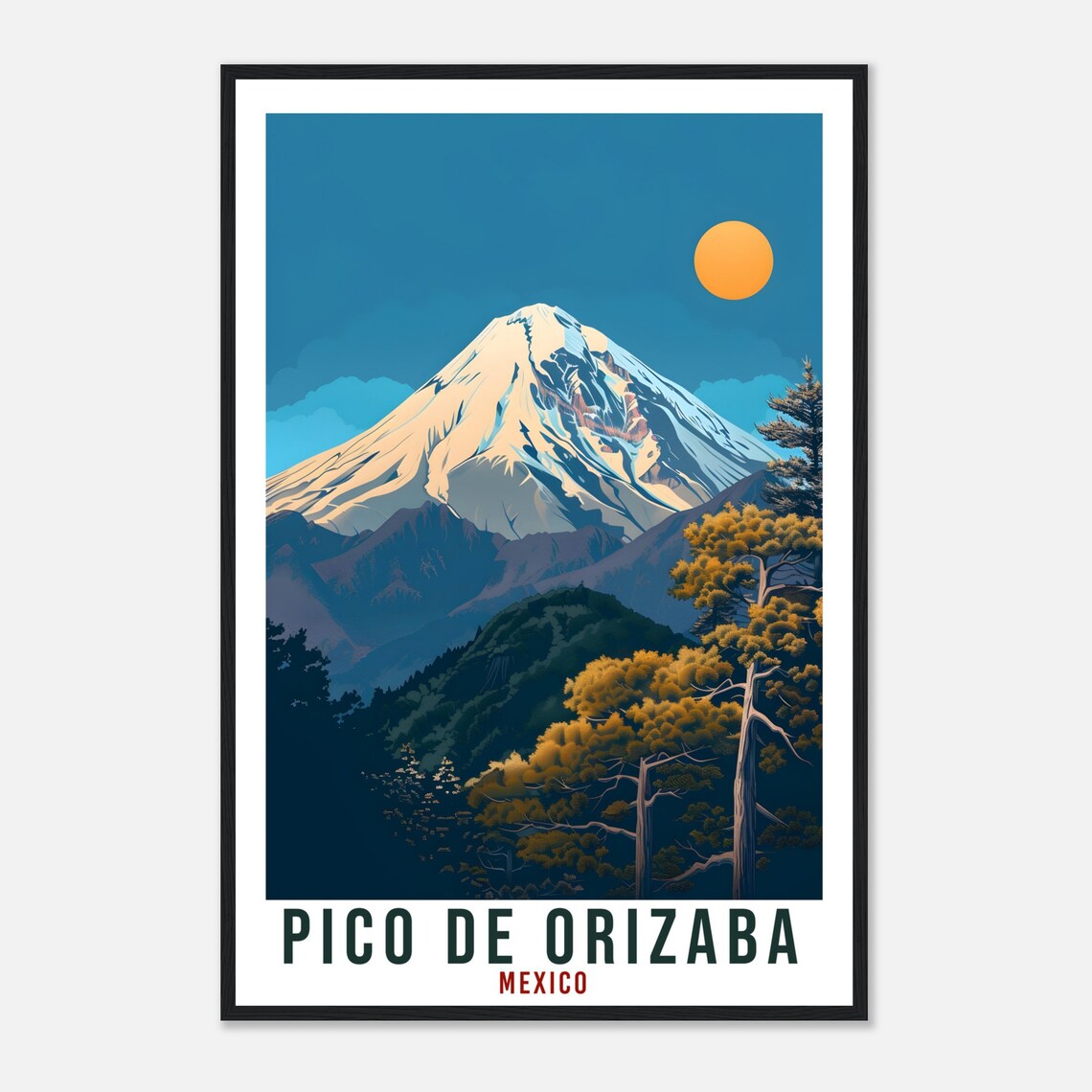 Pico De Orizaba Mexico Travel Poster, Mountain View - Image 4