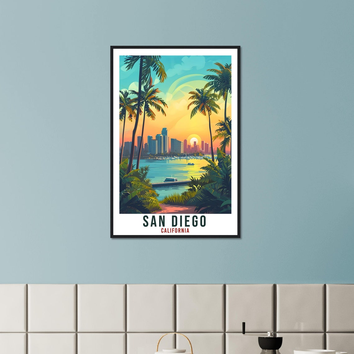 San Diego Travel Print California Home Decoration Usa City Wall Art Gift Wall Hanging Art Lover California Artwork San Diego Travel Poster - Image 2