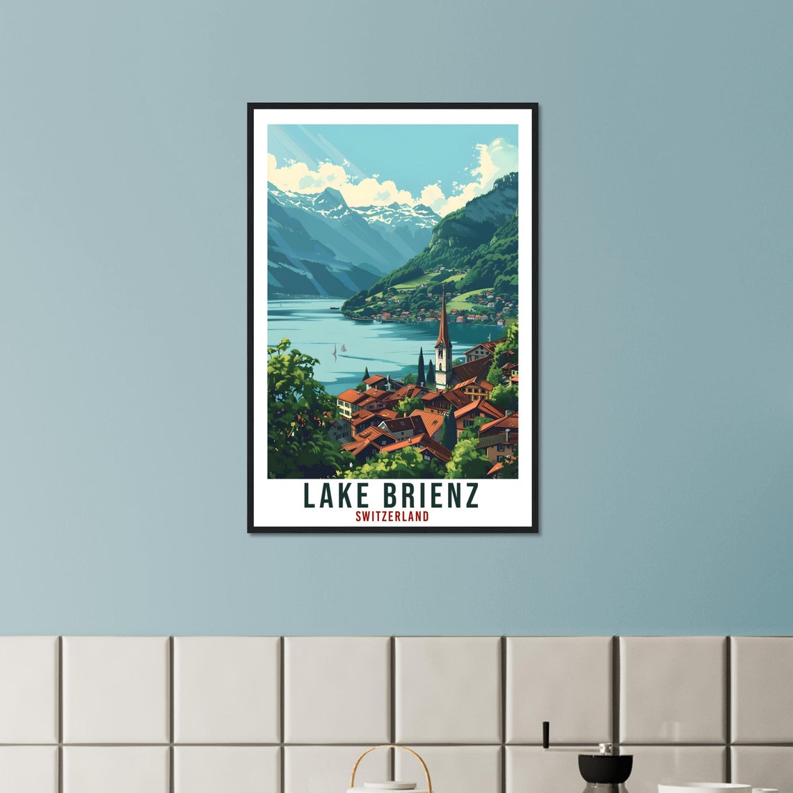 Lake Brienz Switzerland Alpine Lake Village Vintage Travel Poster - Image 2