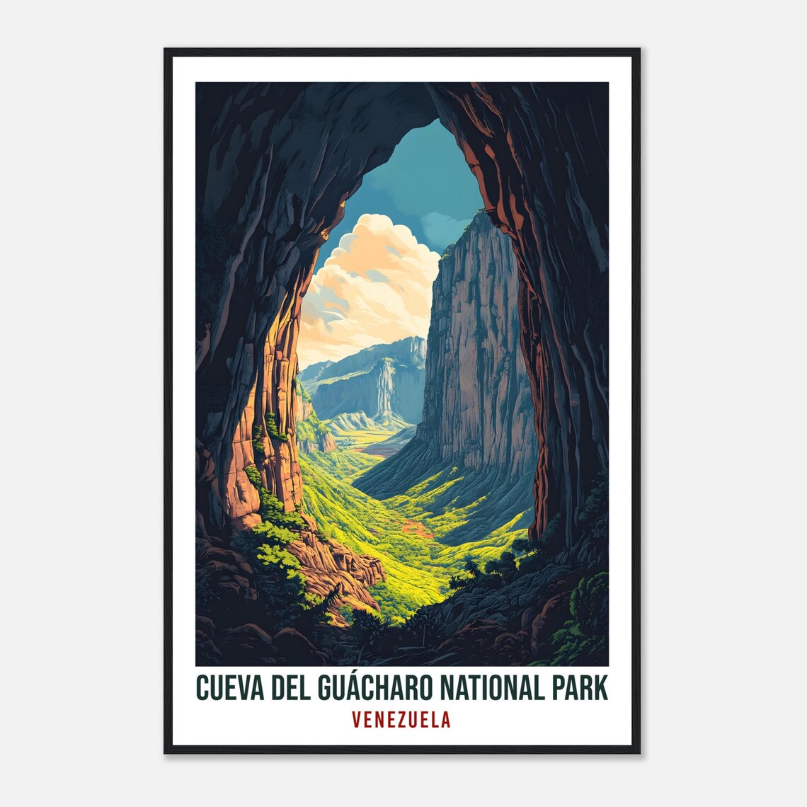 Cueva del Guácharo National Park Travel Poster Venezuela Cave View - Image 4