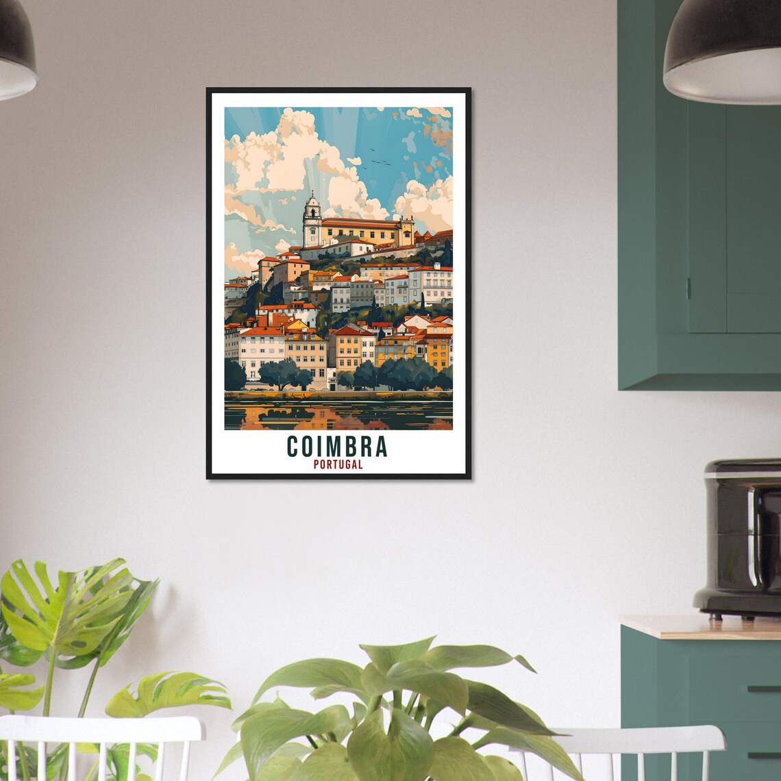 Coimbra Portugal Hilltop Old Town River View Vintage Travel Poster - Image 3