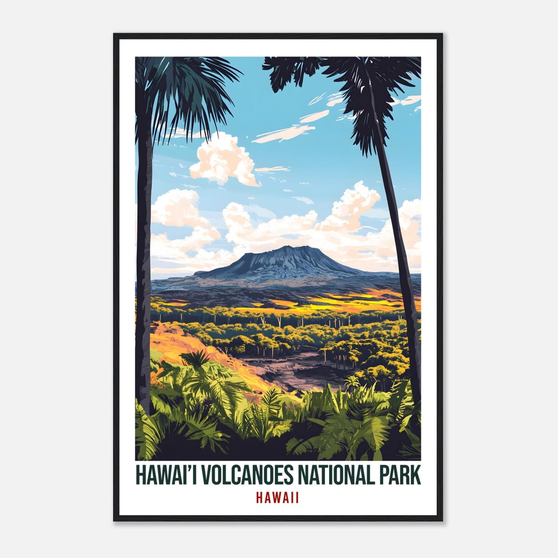 Hawaii Volcanoes National Park Crater Retro Vintage Travel Poster - Image 4
