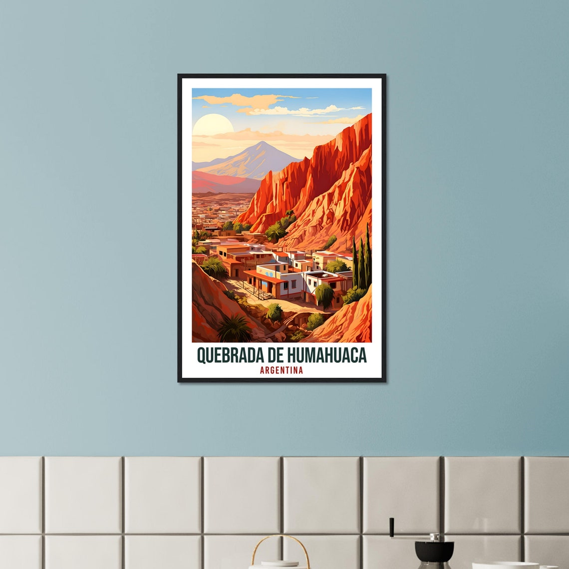 Quebrada de Humahuaca Argentina Red Canyon Village Retro Travel Poster - Image 3