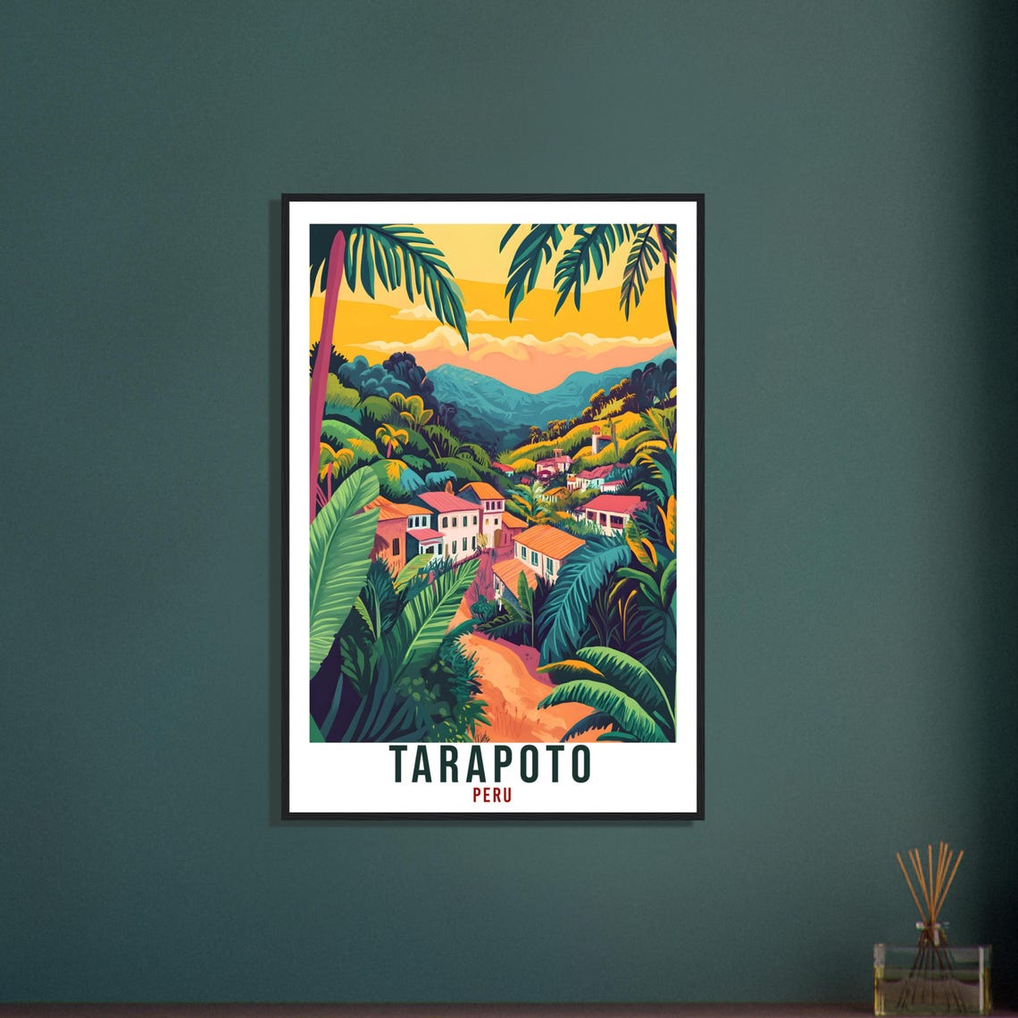 Tarapoto Peru Amazon Jungle Village Sunset Vintage Travel Poster - Image 3