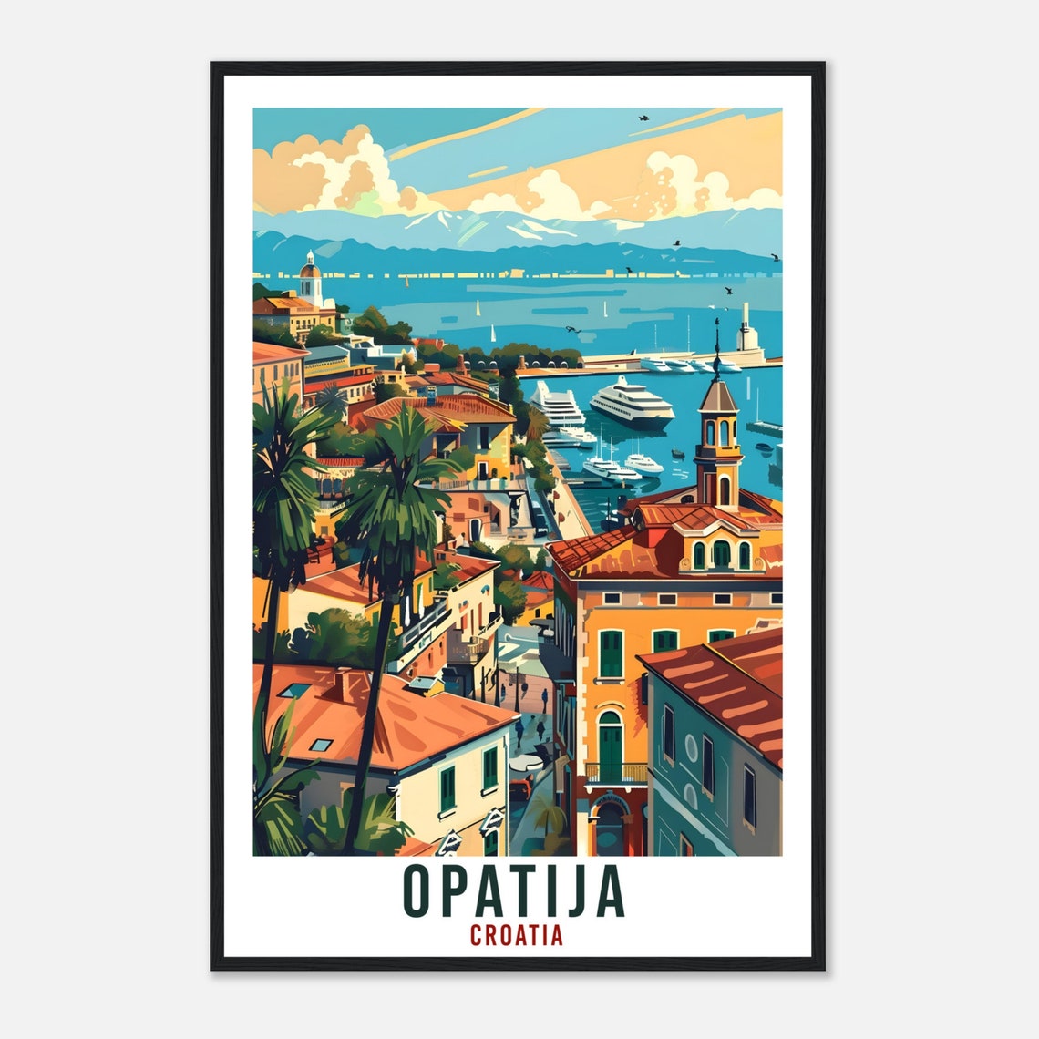 Opatija Travel Print Croatia Wall Art Wall Hanging Home Dcor Opatija Gift Croatian Landmark Artwork Gift Croatia Holiday Travel Poster - Image 4