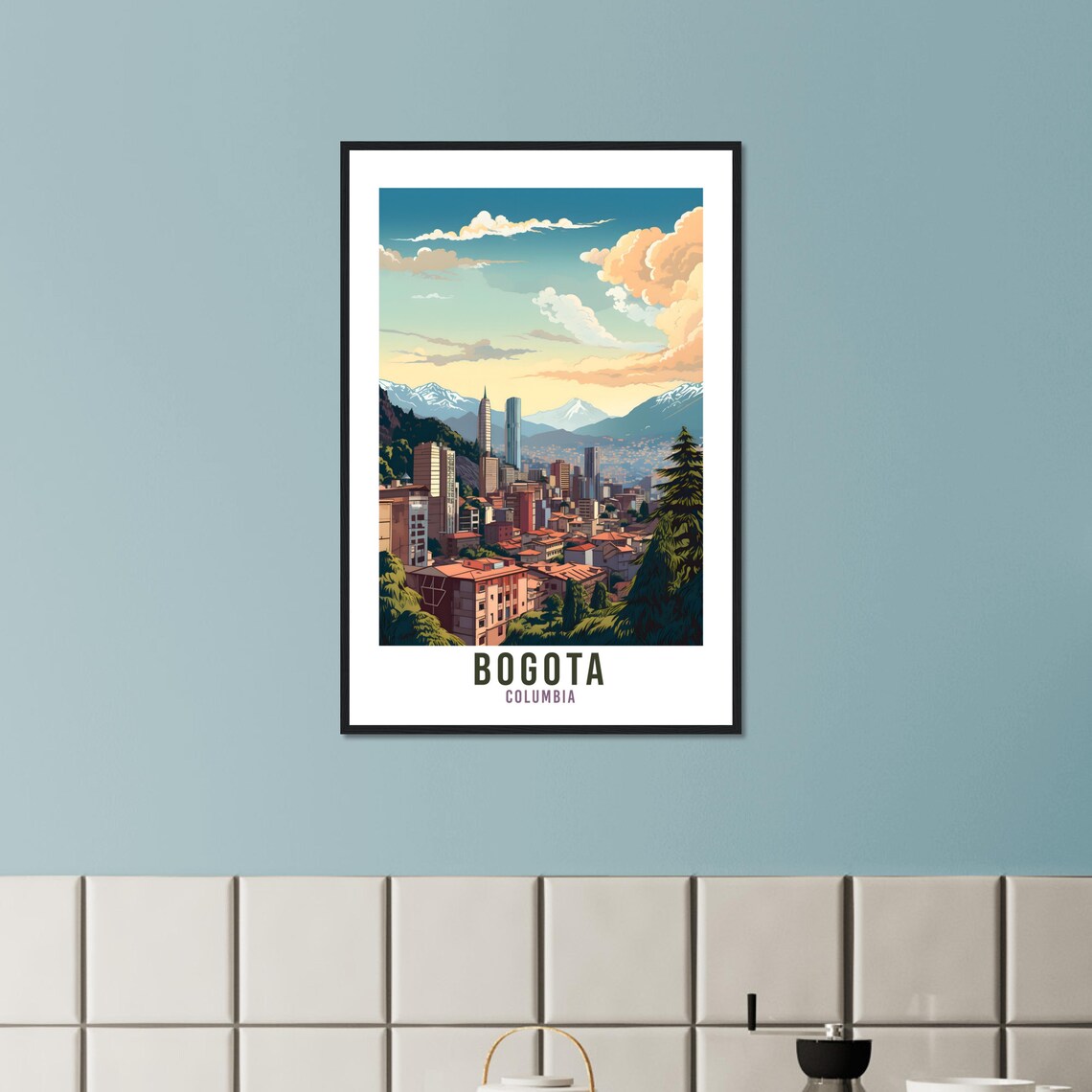 Bogota Colombia City Skyline Andes Mountains Sunset Vintage Travel Poster - Image 3