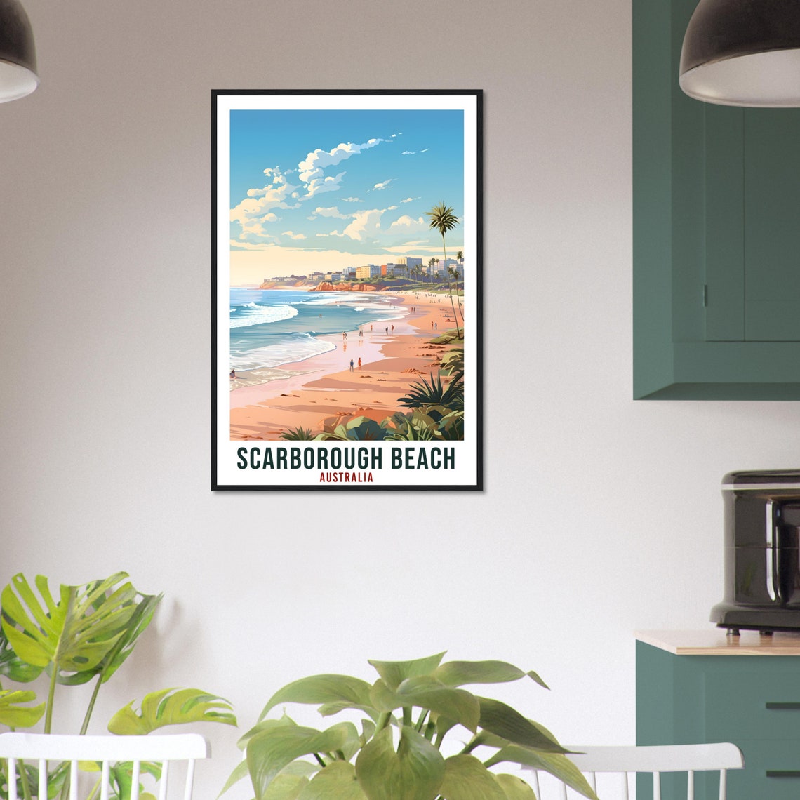 Scarborough Beach Australia Golden Coast Surf Vintage Travel Poster - Image 3