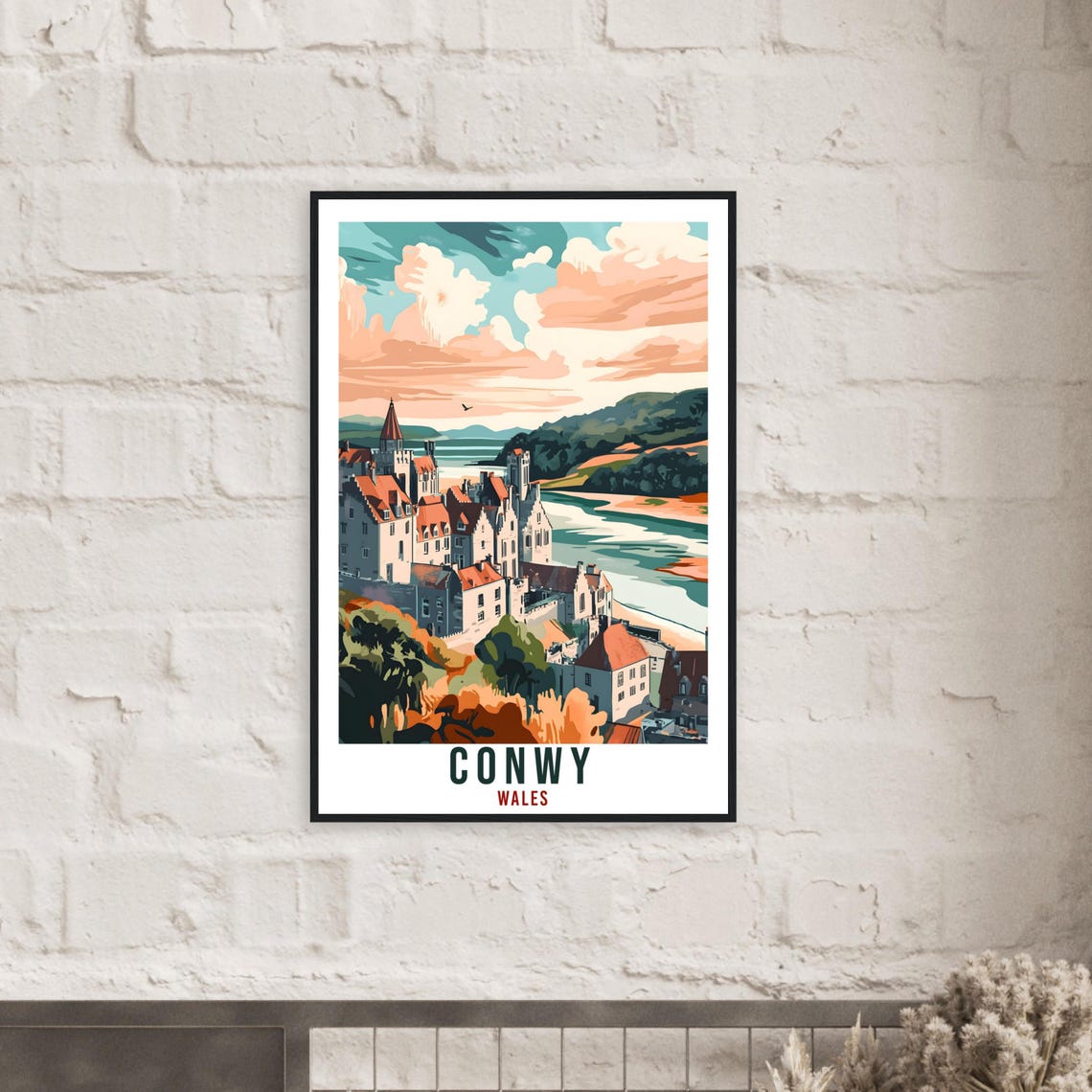 Conwy Travel Print Wales Home Decor Conwy Wall Art Wall Hanging Art Lover Wales Artwork Travel Poster Wales Conwy Travel Artwork Gift - Image 2