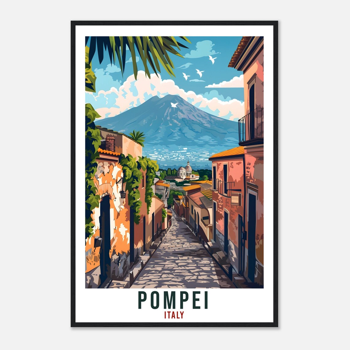 Pompei Italy Mount Vesuvius Street Scene Vintage Travel Poster - Image 4