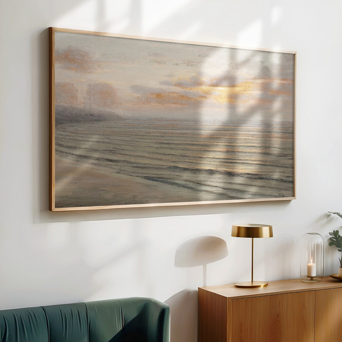 Blush Gold Sunset Seascape Dramatic Clouds Vintage Ocean Poster - Image 4