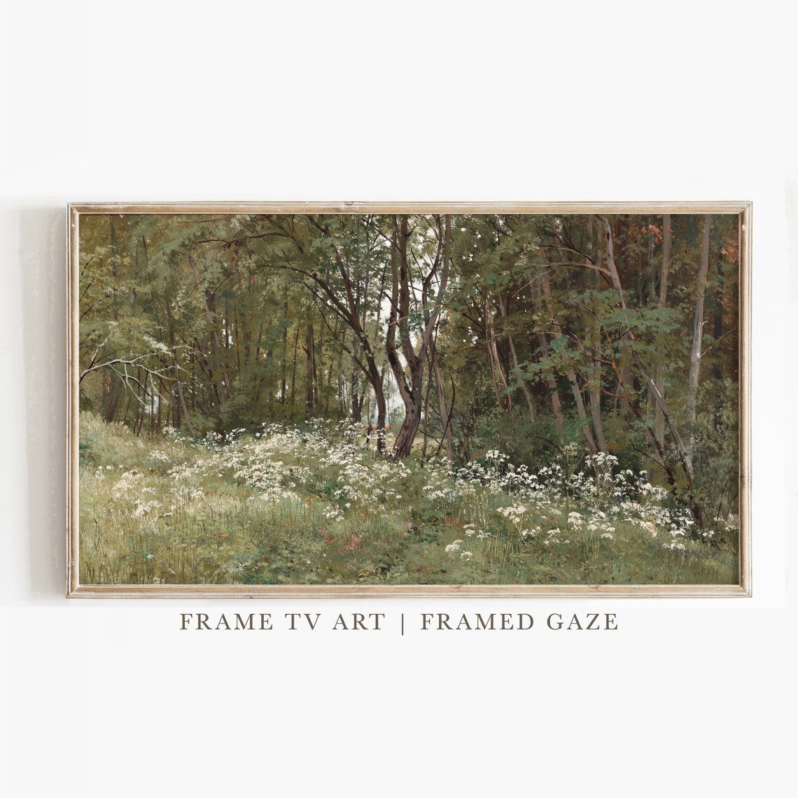 Sunlit Forest Clearing White Wildflowers Summer Meadow Poster