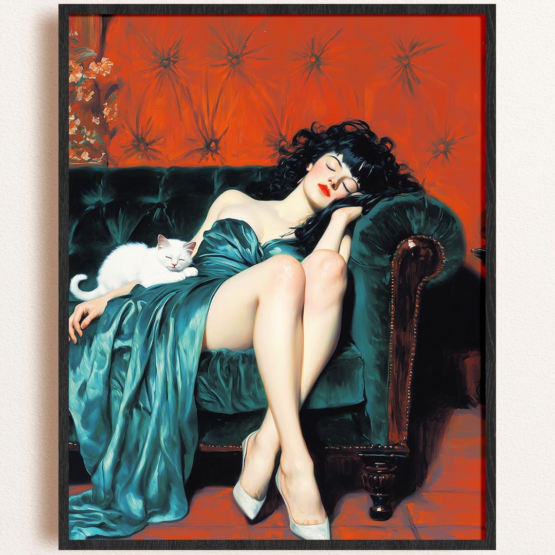 1950s Pinup Girl Poster Vintage Boudoir Art Print