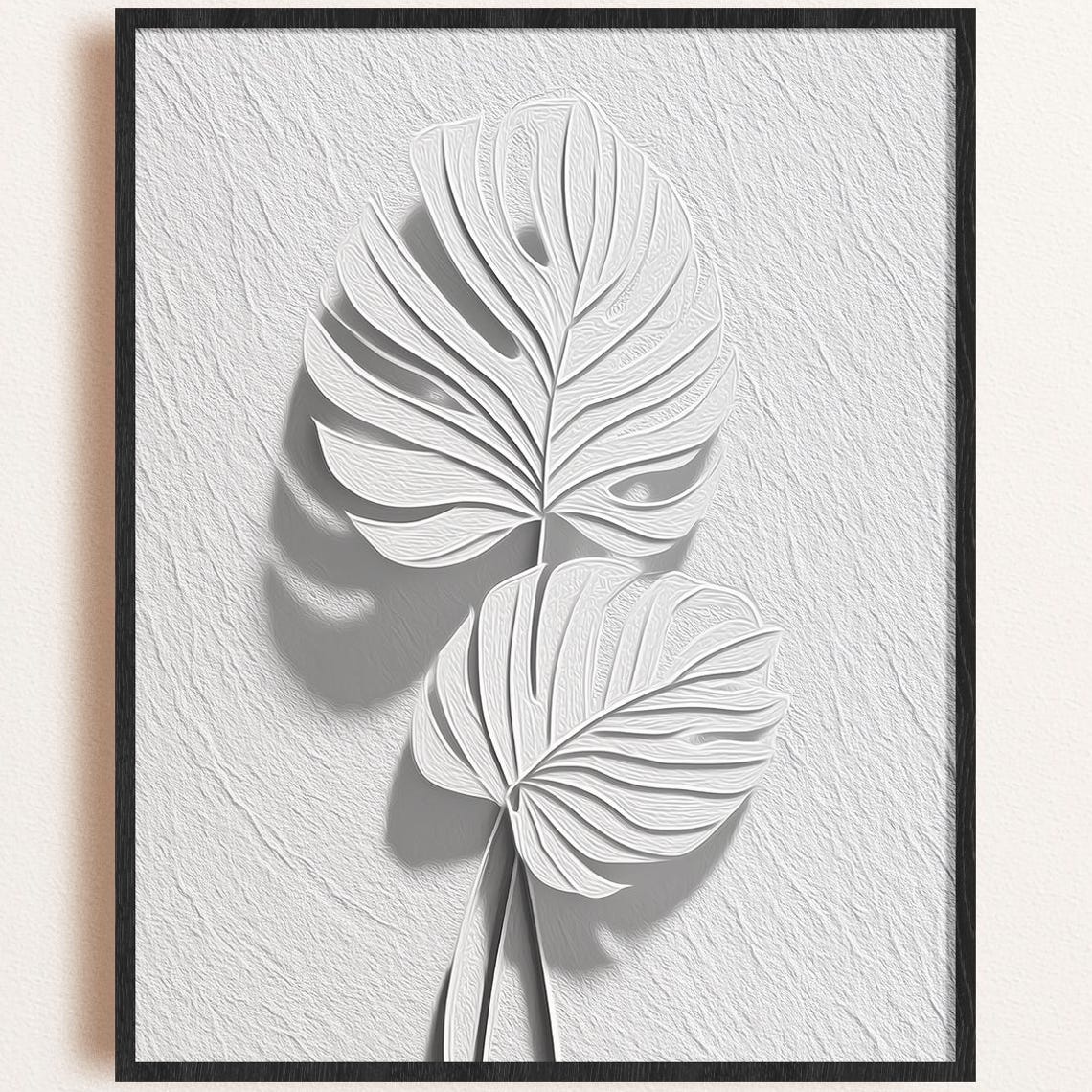 Monstera Leaf Art Print Minimalist Japandi Botanical