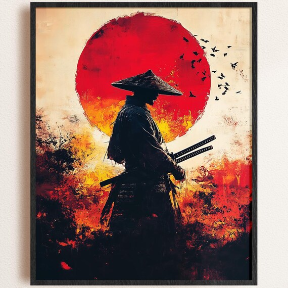 Minimalist Samurai Art Print Katana Bushido Decor 300dpi