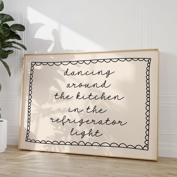 Dancing Round The Kitchen Art Print Taylor Neutral Home Decor Poster Wall Cute Boho Dining Room Dorm