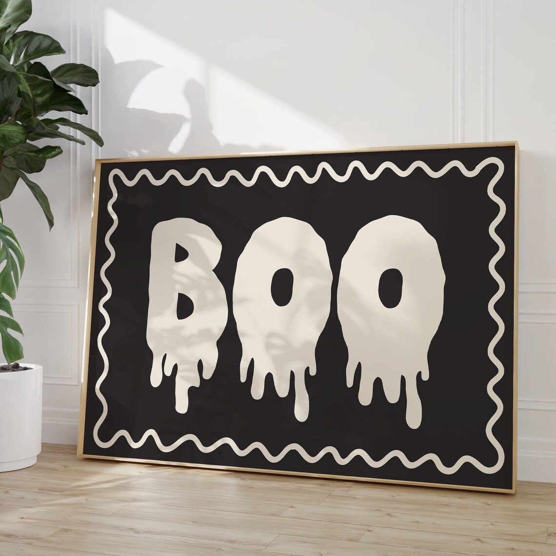 Boo Dripping Ghost Lettering Black Halloween Spooky Fun Poster