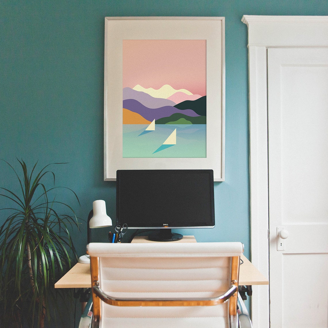 Sailing Art Print, Mountains and Ocean Illustration - Image 4