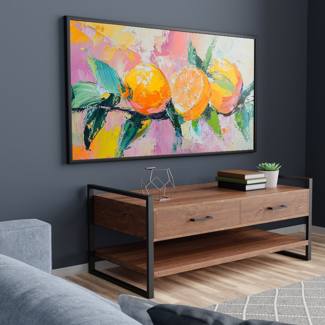Oranges On Branch Impasto Oil Citrus Fruits Colorful Still Life Poster - Image 5