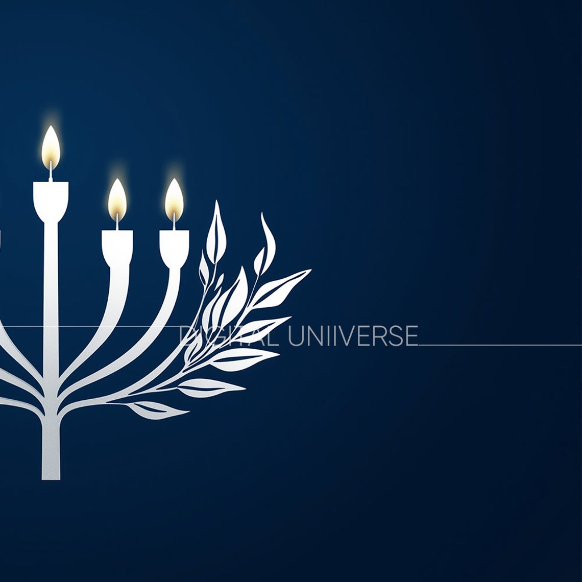 Modern White Menorah on Navy Blue Elegant Hanukkah Celebration Poster - Image 3