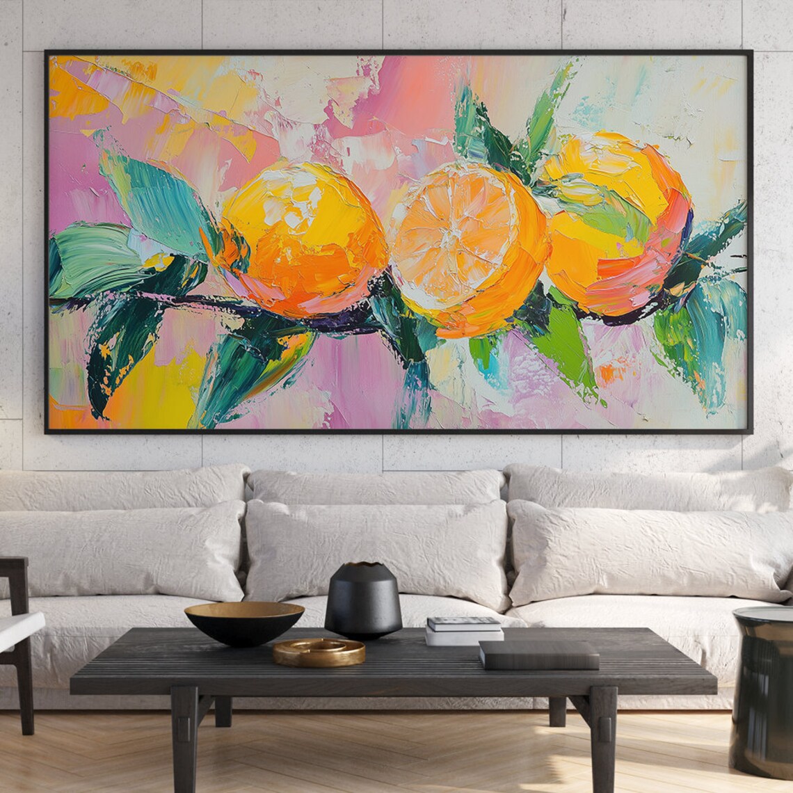 Oranges On Branch Impasto Oil Citrus Fruits Colorful Still Life Poster - Image 6