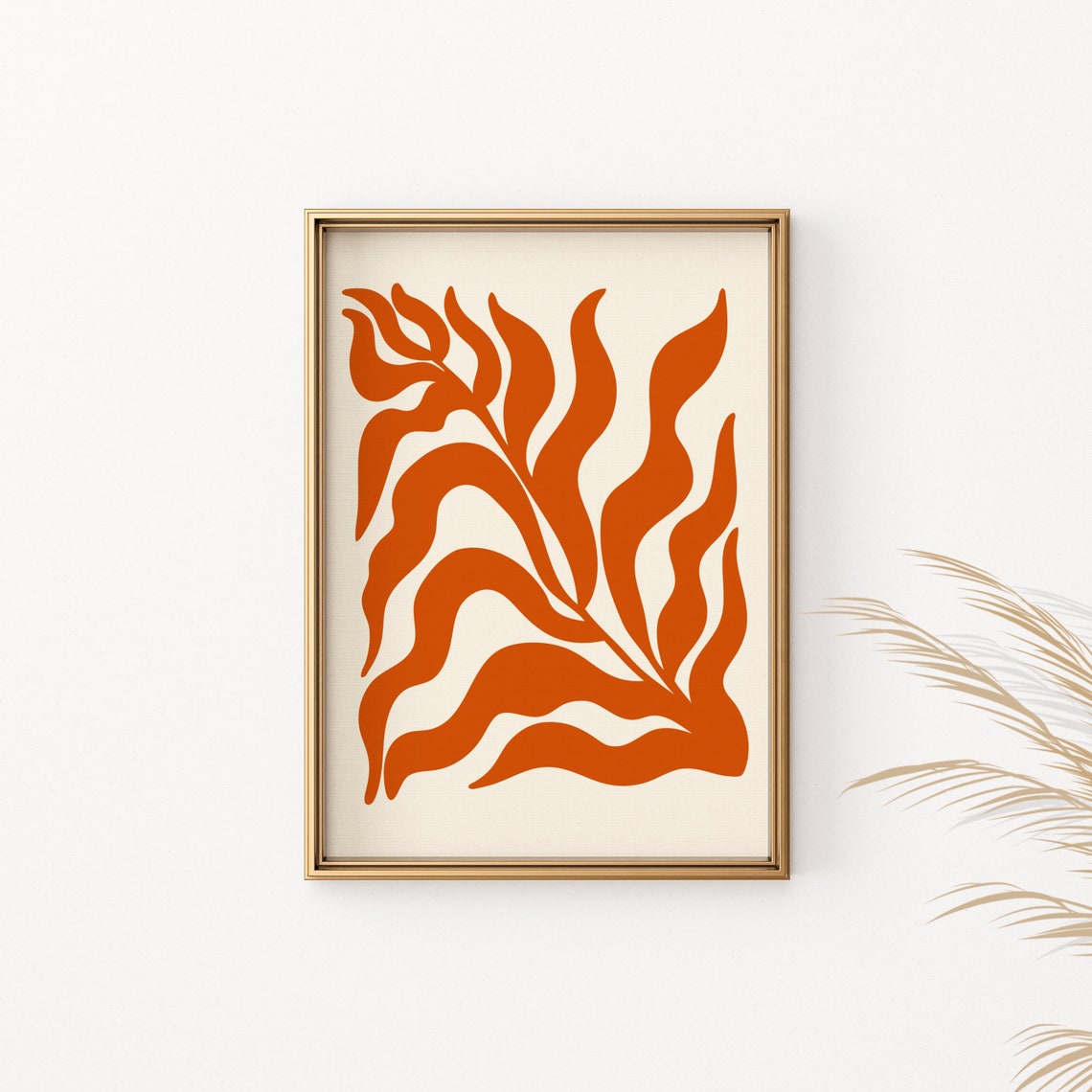 Terracotta Leaf Botanical Artwork Minimalist Foliage Wall Decor Poster - Image 2