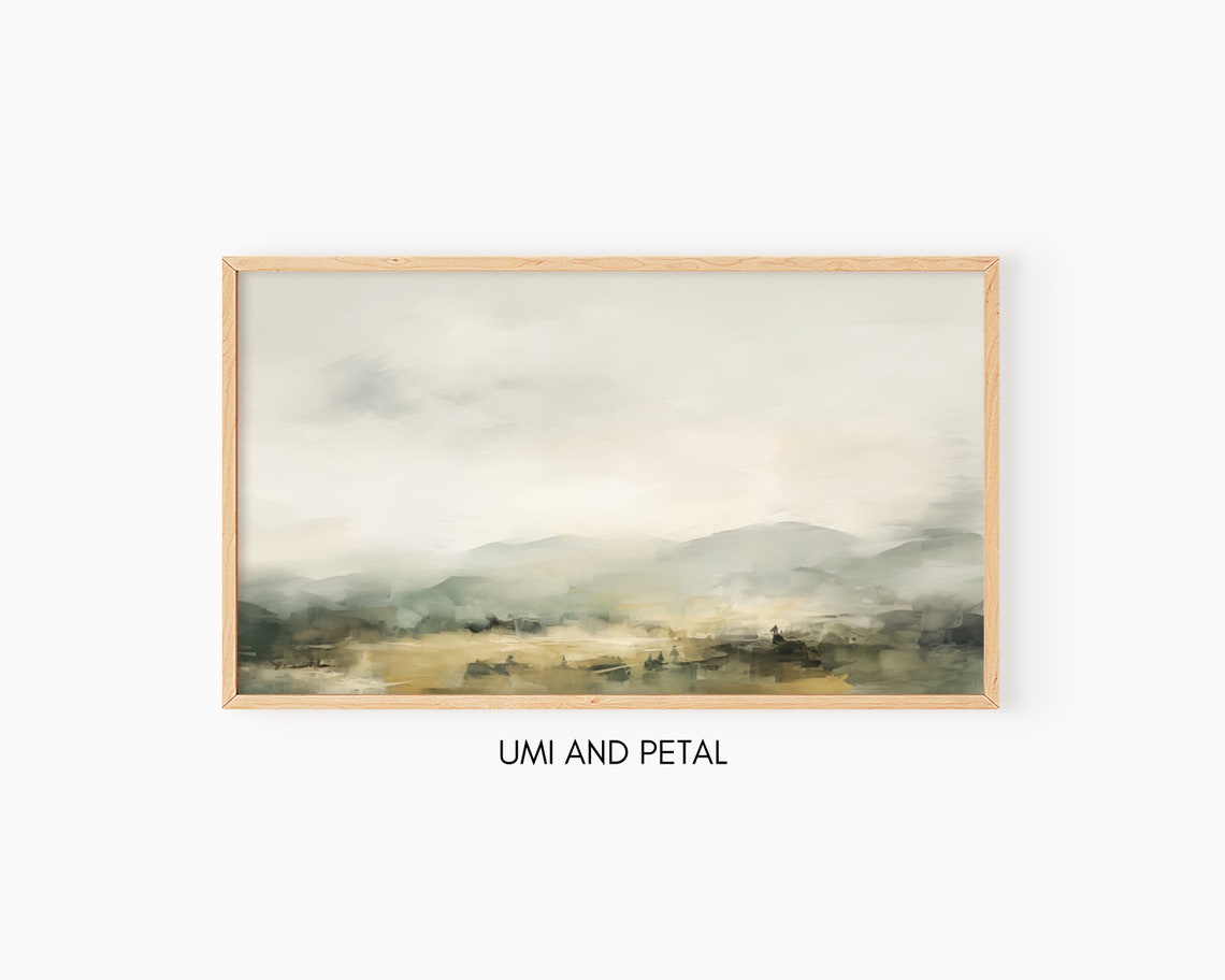 Misty Green Valley Abstract Landscape Soft Neutral Art Poster