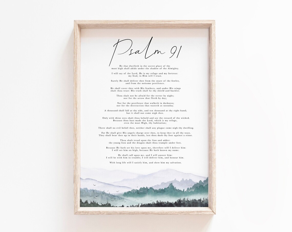 Psalm 91 He That Dwelleth in the Secret Place KJV Mountains Poster