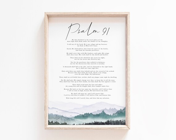Psalm 91 He That Dwelleth in the Secret Place KJV Mountains Poster