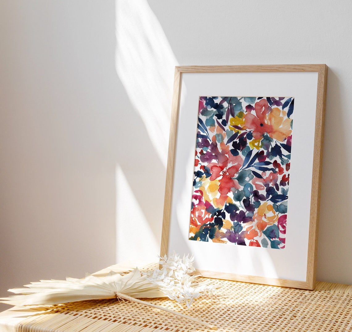 Colorful Watercolor Wildflowers Abstract Floral Botanical Art Print - Image 2