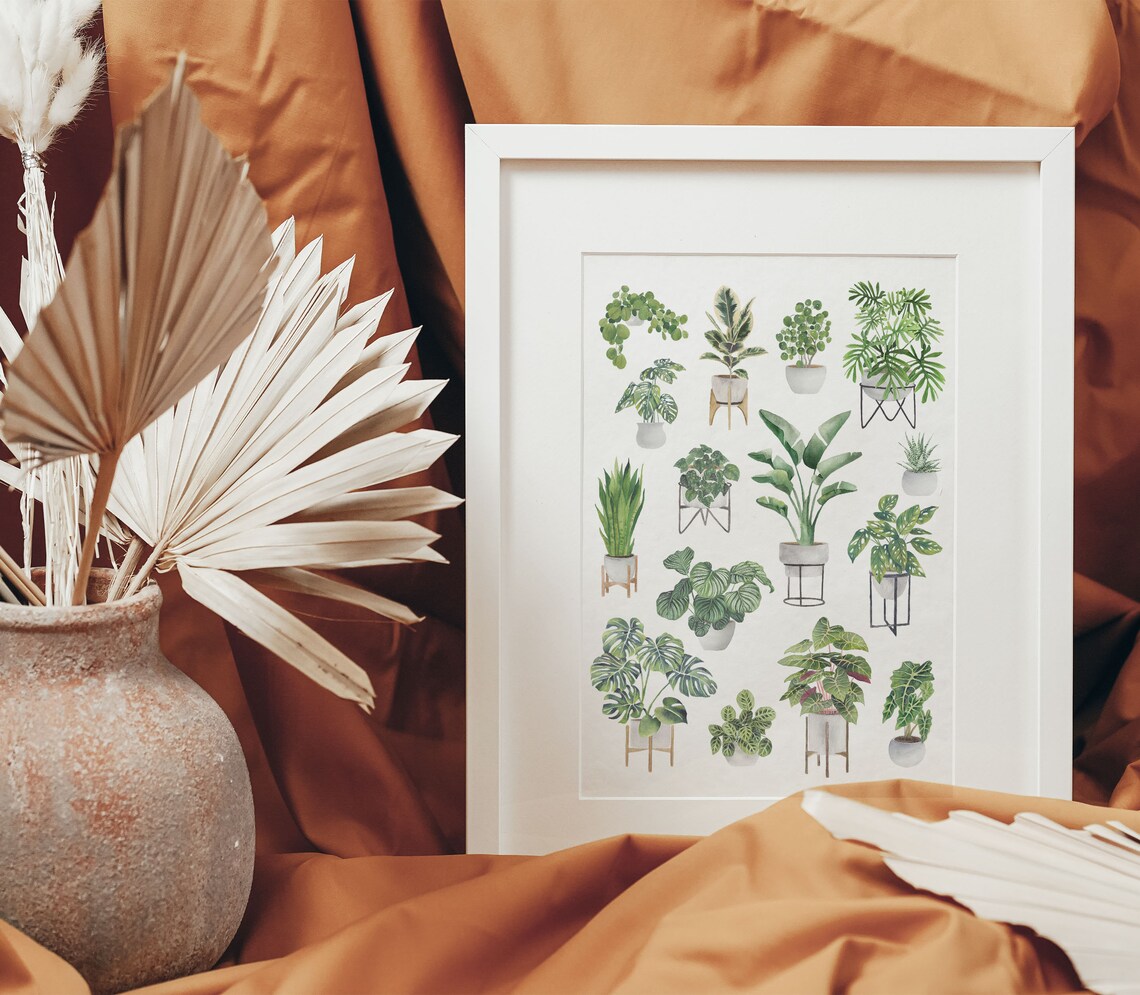 Fifteen Houseplants Grid Minimal Botanical Plant Lover Poster - Image 2