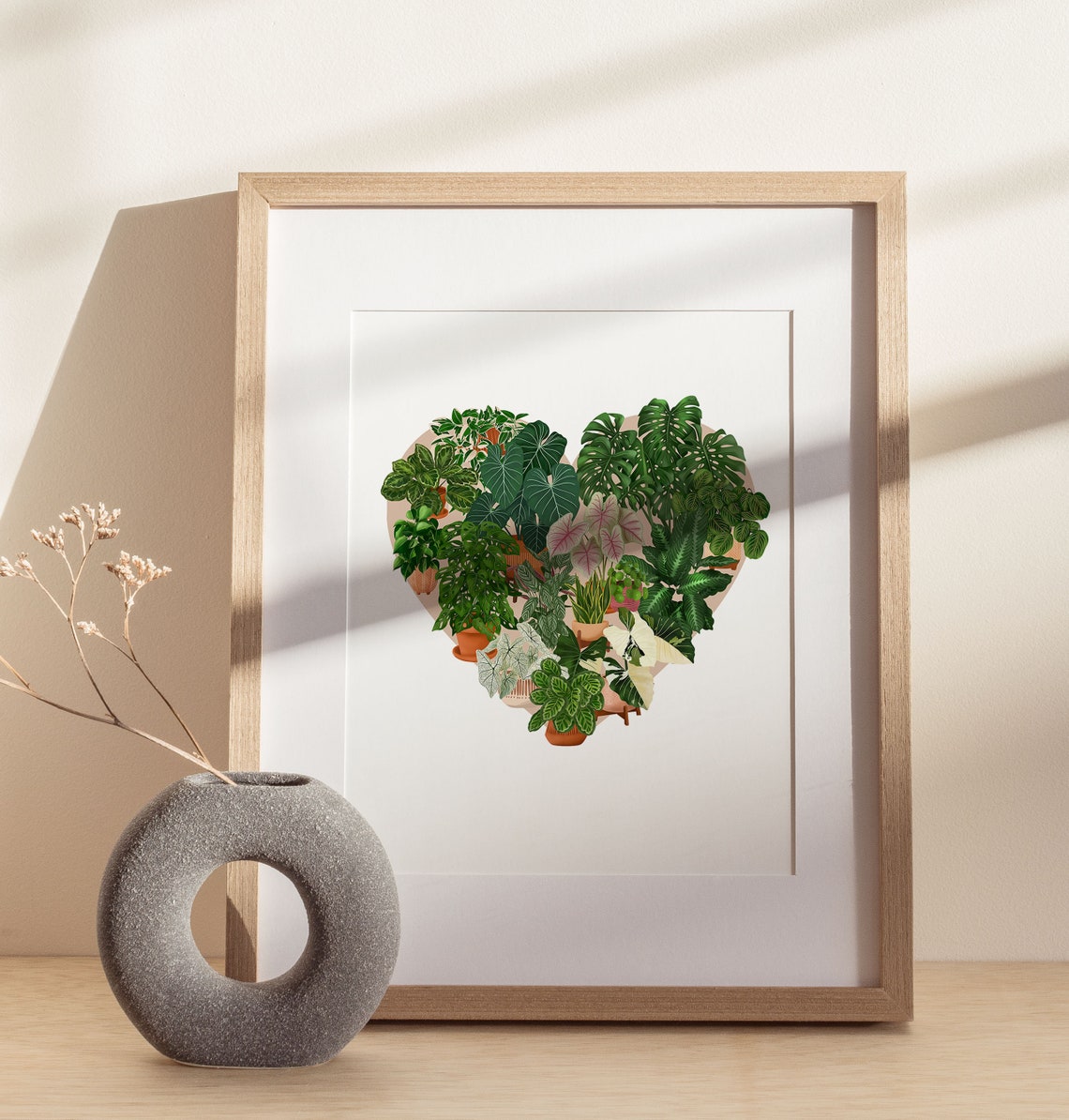 Heart Shape Made of Houseplants on a Minimal White Background Poster - Image 3