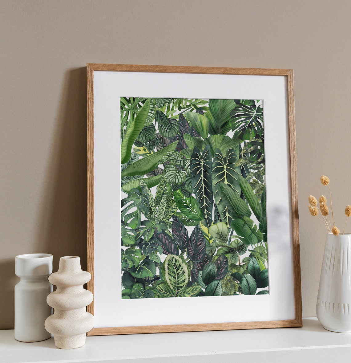 Urban Jungle Dark Tropical Leaves Botanical Illustration Poster - Image 2