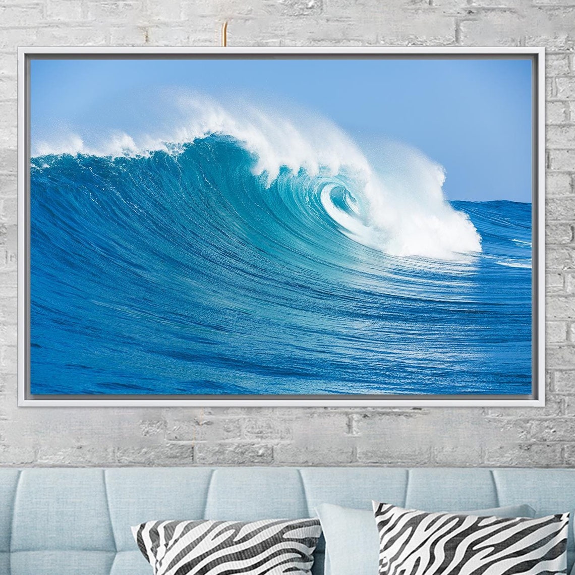Crashing Ocean Wave Curl Blue Barrel Surf Photography Wall Poster