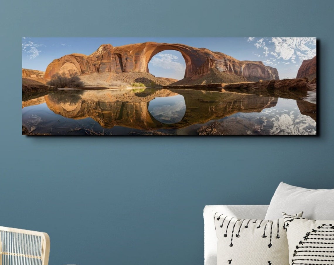 Rainbow Bridge Utah Arch Reflected in Still Desert Water Poster