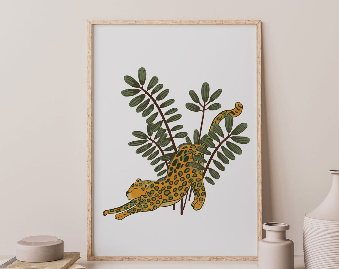 Leopard Jungle Boho Safari Animal Art Print