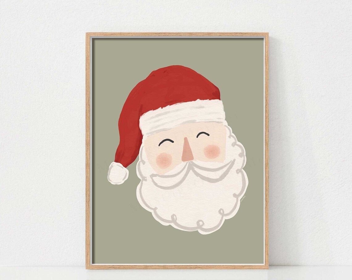 Santa Claus Boho Christmas Art, Holiday Home Poster
