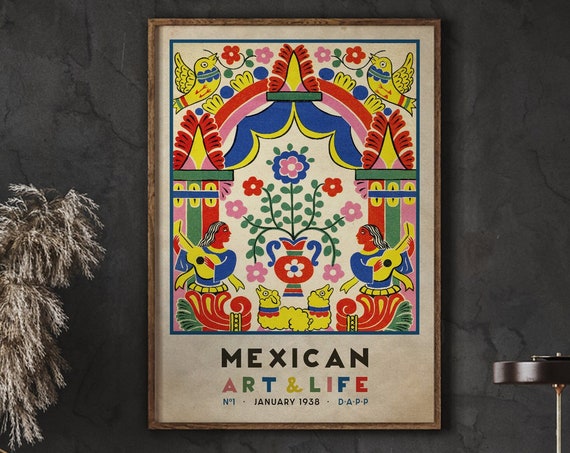 Mexican Art Print Latin Artesana Naif Colorful Latino Mexico Travel