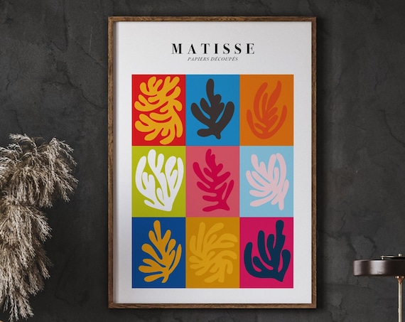 Henri Matisse Colorful Leaf Cutout Nine Panel Exhibition Poster