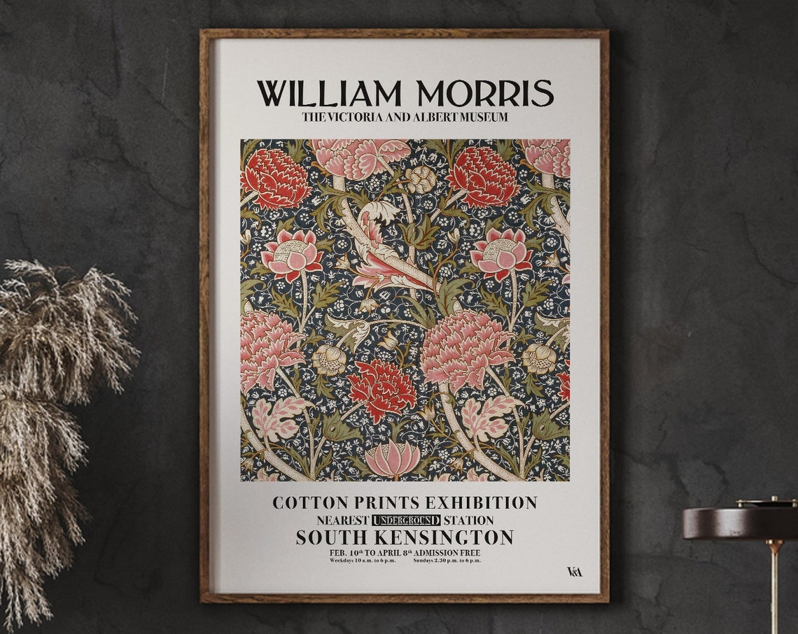 William Morris Chrysanthemum Pattern Cotton Prints Exhibition Poster
