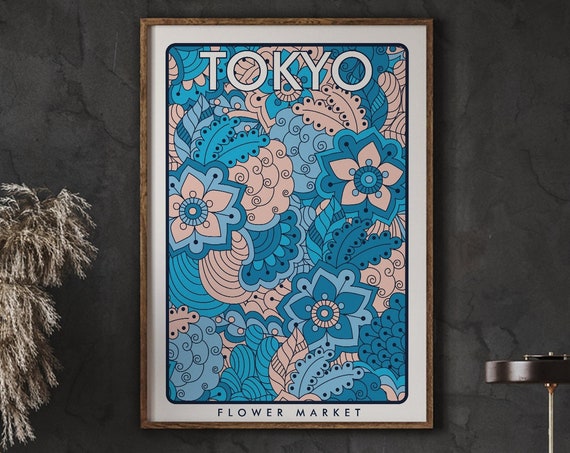 Tokyo Flower Market Poster Prints Shop Florist Gift Print Instant
