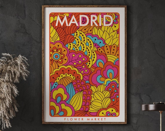 Madrid Flower Market Poster Prints Shop Florist Gift Print Instant
