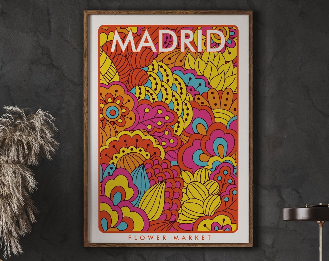 Madrid Flower Market Poster Prints Shop Florist Gift Print Instant