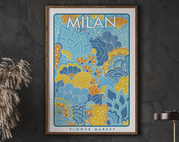 Milan Flower Market Poster Prints Shop Home Decor Wall Art Instant
