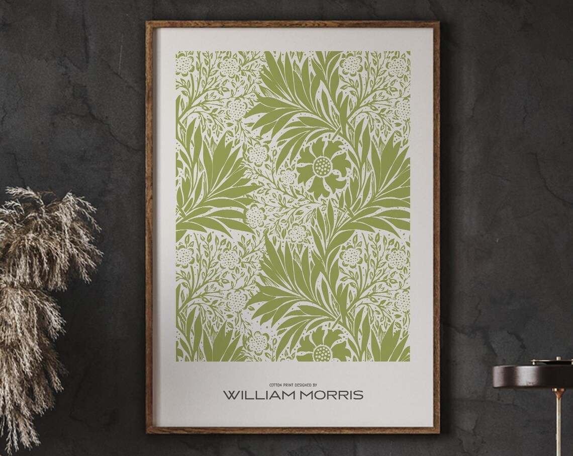 William Morris Green Marigold Exhibition Poster