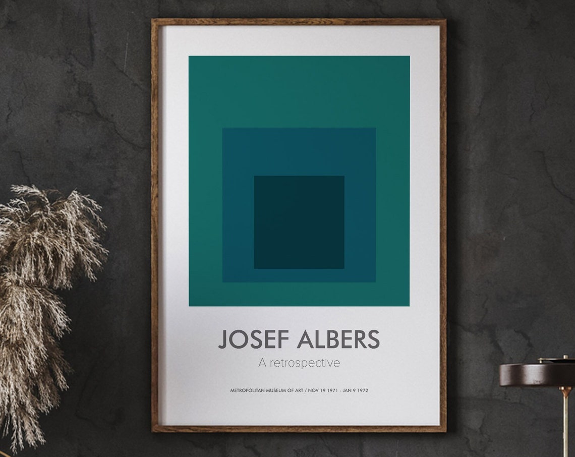 Josef Albers Teal Square Exhibition A Retrospective Museum Art Poster