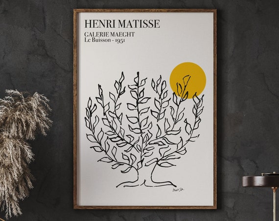 Henri Matisse Exhibition Poster Beige Plane Tree At Sunset Print Wall Art Illustration Of Flowers Instant