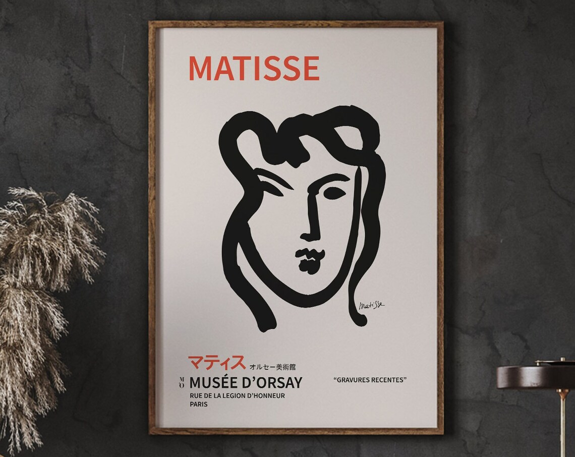 Matisse Woman Face Print, Abstract Vintage French Art Print