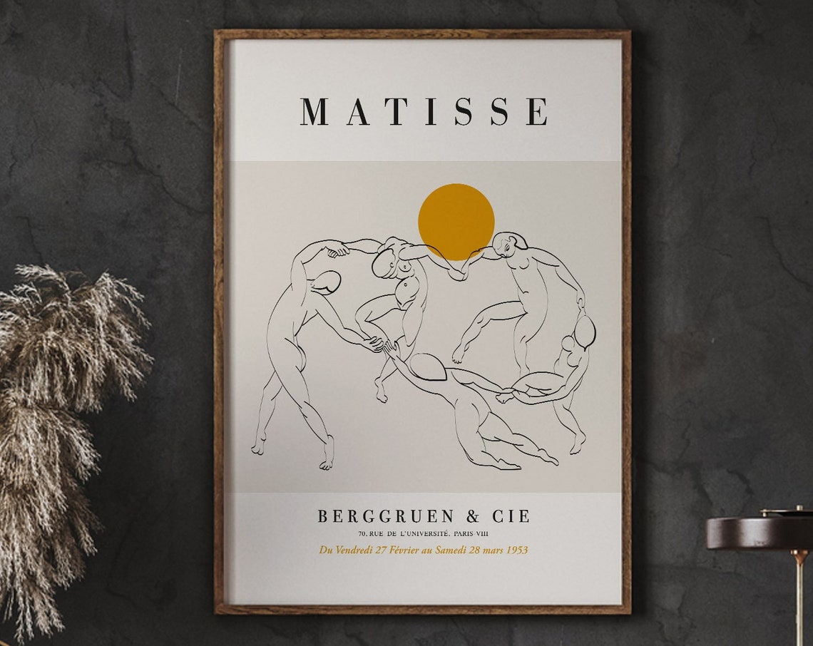 Henri Matisse Art Exhibition Poster Dancing Figures Blackorange Minimalist Living Room Home And Office Decor Instant