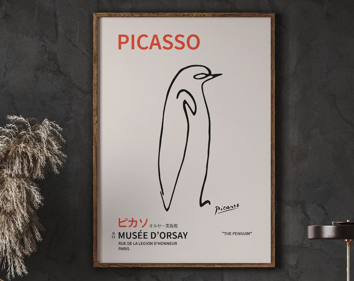 Picasso Penguin One Line Art, Modern Poster